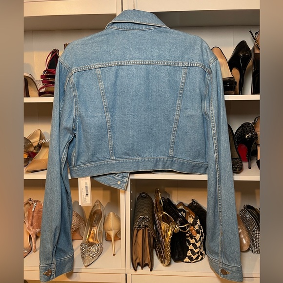 AREA NWT Crystal Heart Denim Jacket Size Large - Picture 7 of 10